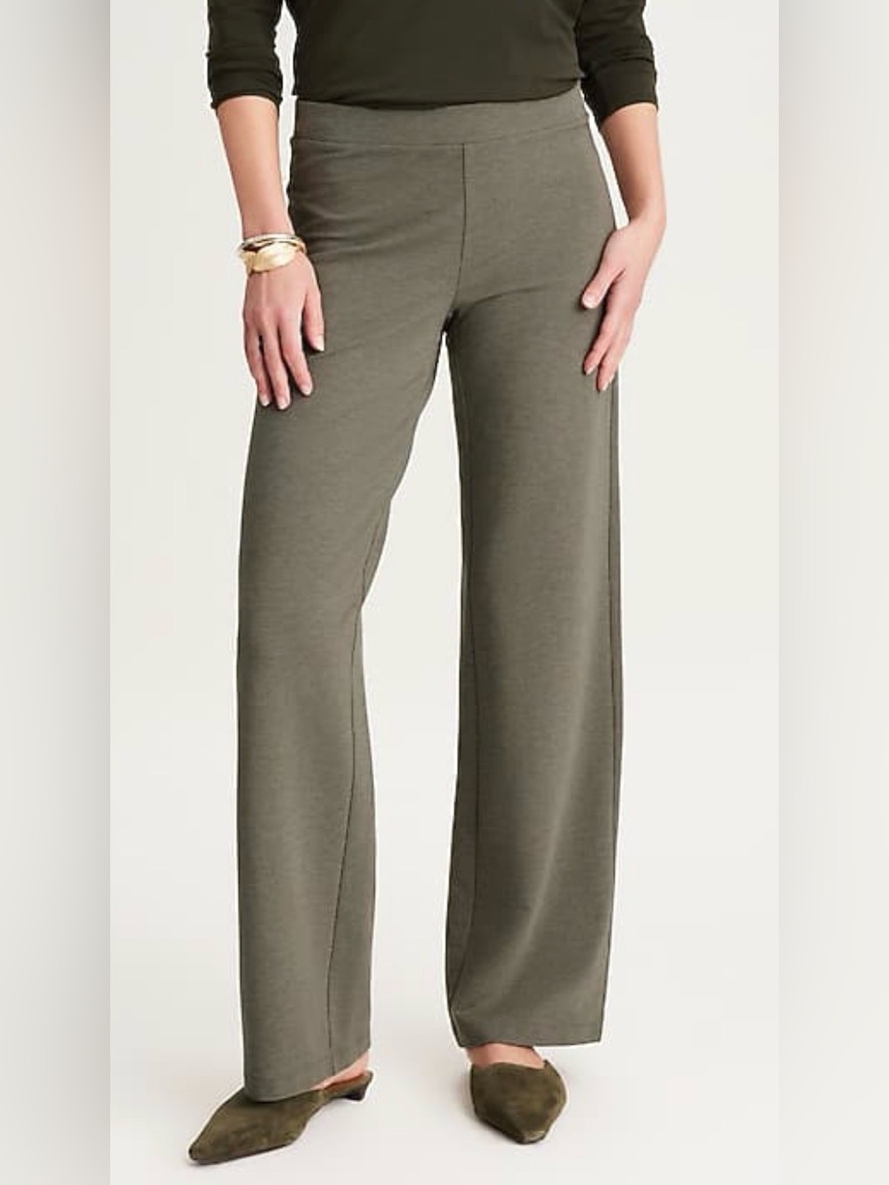 J. Jill Olive Wide-Leg Knit Pants